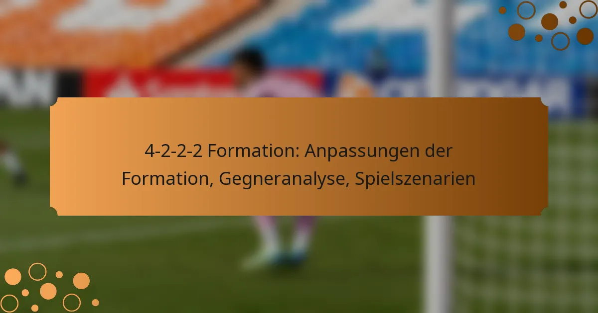4-2-2-2 Formation: Anpassungen der Formation, Gegneranalyse, Spielszenarien